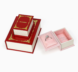 Caja de Joyería Magnética Personalizable con Logotipo, Estilo Libro, Retro, con Tapa Abatible, para Anillos, Aretes y Collares, Forrada de Terciopelo, para Almacenamiento y Empaque de Joyas - Product Image 1