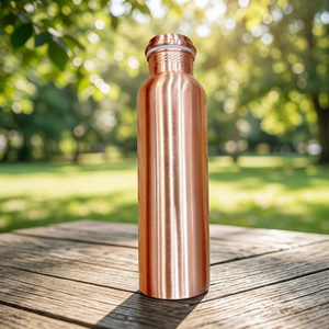 Copper Water Bottle with Lid Handmade Classic <b>Drinkware</b> for Travel Camping Home Office- Indian Home Crafts - Product Image 4