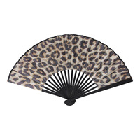 Kipas Tangan Lipat Bambu dengan Logo Kustom, Pola Cetak Leopard Tradisional, Gaya Malaikat, Sublimasi, Lukisan untuk Pernikahan dan Tarian