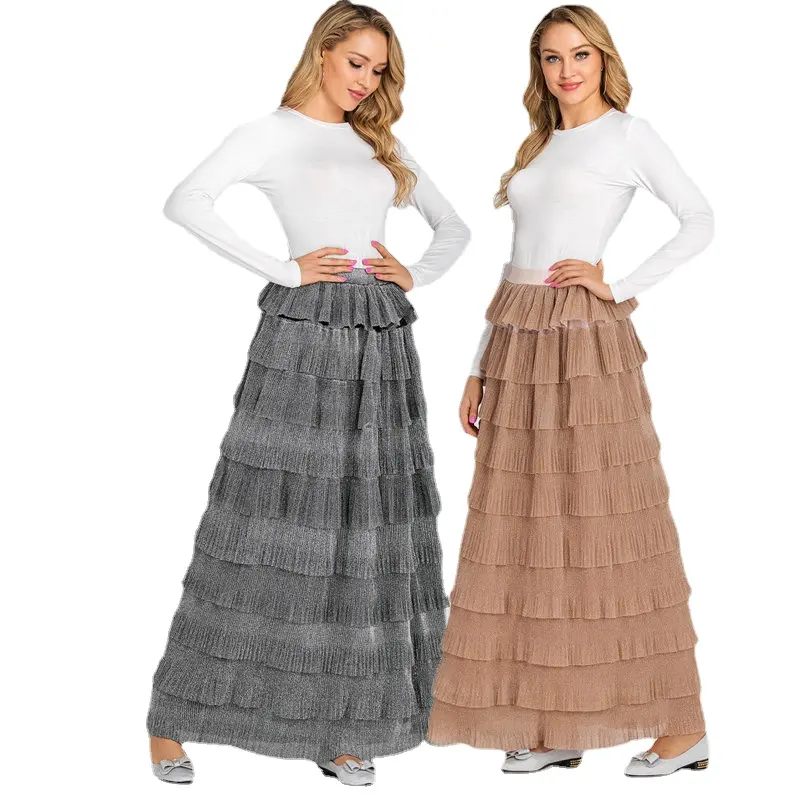 2238#Latest fashion design ladies flare long muslim women african maxi skirt