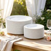 Assiettes jetables rondes blanches sans BPA en plastique pour fêtes, mariages, banquets et anniversaires (vente en gros)