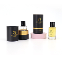 Flacon pulvérisateur de parfum en verre vide OEM à col serti, rond, 50 ml, emballage cosmétique de luxe, avec couvercle en bois et boîte à tube