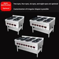 Cuisinière à gaz professionnelle en acier inoxydable à 6 brûleurs haute puissance pour woks industriels, brûleurs à wok pour hôtels et restaurants