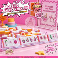 Jeu de Mahjong Américain 1,25 pouce, tuiles en acrylique orange 4 couches, 160 pièces, style classique de luxe, gravé au laser, imprimé UV, pliable