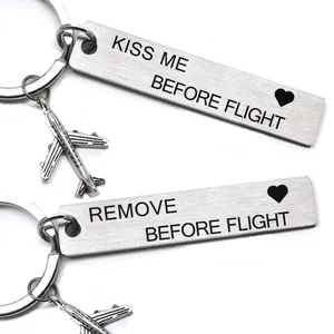 Porte-clés créatif Kiss I Before Flight, breloques d'avion, pendentif Rectangle, porte-clés, porte-clés, cadeau d'aéroport