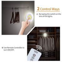 OX Lighting Alibaba Best-seller Petites lumières rondes Télécommande ultra lumineuse Cob Push Under Cabinet Sticky Wall Light