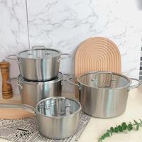 Casserole en acier inoxydable de haute qualité Zhenneng, marmite à soupe, marmite à fond épais, grande capacité 20 cm avec couvercle en verre pour restaurant