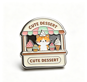 Custom 1 Inch Soft Enamel Lapel <b>Pin</b> Metal Shoulder <b>Badge</b> Cute Cat Dessert <b>Pin</b> for Corporate Promotional Gift - Product Image 1