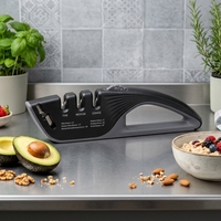 Aiguiseur de couteaux et de ciseaux réglable 4-en-1, aiguiseur de couteaux de cuisine manuel multi-grains