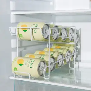 Organizador de refrigerador apilable de Metal de 2 niveles para bebidas, soporte de almacenamiento para bebidas, Cola, dispensador de latas