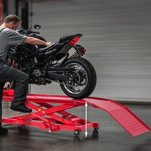 Lève-moto pneumatique portable en acier avec surface antidérapante, capacité 800/1000 lbs, certifié ISO CE pour la réparation de motos tout-terrain - Product Image 2