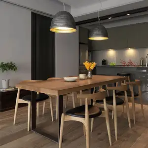 새로운 디자인 현대 자연 레스토랑 가구 직사각형 금속 테이블과 의자 세트