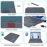 Rétroéclairage de clavier sans fil de haute qualité pour Microsoft Surface Pro 8/Pro X avec porte-crayon USB nouvel ordinateur portable/tablette