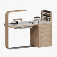 Table de manucure professionnelle moderne en bois avec plateau en verre Station de manucure Soins des ongles Spa Salon Bureau et ensemble de chaises Table pour manucure