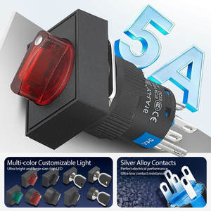 16mm 塑料 5A 旋转开关 带灯高光控制设备 1NO1NC 常开常闭选择开关 3 位 ON OFF - Product Image 3