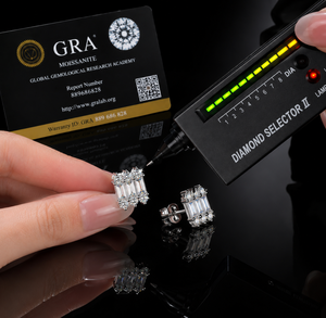 Pendientes <span class=keywords><strong>de</strong></span> Plata <span class=keywords><strong>de</strong></span> Ley 925 con Moissanita <span class=keywords><strong>de</strong></span> Corte Baguette, Pendientes con Halo <span class=keywords><strong>de</strong></span> Diamantes Redondos, Delicados y Elegantes, Regalo para Mujer - Product Image 4