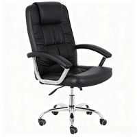 Chaise de direction ergonomique et confortable en cuir PU, tissu et base en métal pour salon et café