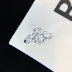 Anillos de Tres Piedras de Diamante de Corte Ovalado de Platino Pt950 de Lujo, 1.54ct, con Certificado NGTC, para Compromiso, Boda y Regalo - Product Image 4