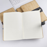 Carnet de notes professionnel N5049 en cuir PU A5 à grain de bois avec fermeture magnétique pour enregistrements de réunions et prise de notes