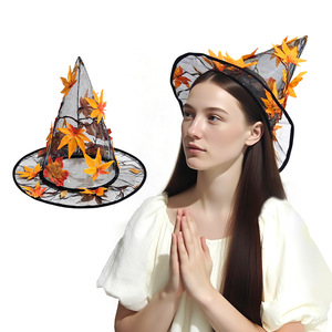 Transparent Maple Leaf <b>Cone</b> Hat One Size Plastic Embroidered Festive <b>Party</b> Hat - Product Image 2