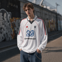 Camiseta Deportiva Transpirable con Estampado por Sublimación, Estilo Retro Americano, Manga Larga, con Logotipo Personalizado, Venta al Por Mayor para Días de Carreras