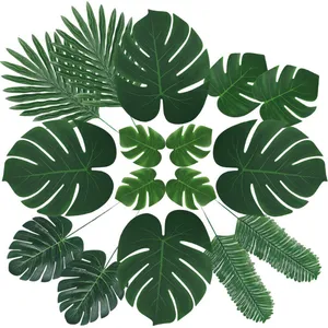 Alta Qualidade De Seda Tropical Folhagem Artificial Folhas Verdes para Hawaiian Party Jungle Beach Theme Table Decoration