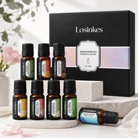 Ensemble d'huiles essentielles bio - 10 ml - Rose, Orange, Menthe, Jasmin - Pour diffuseur d'arômes et soins de la peau