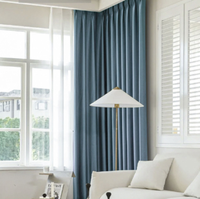 Tissu occultant double face en faux velours-lin 100 % polyester à plis froncés, entièrement occultant, anti-poussière pour rideaux
