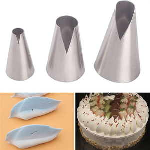 Stainless Steel V-Shaped Piping Tip Set For Cake Decorating And Cookie Making 3 Sizes Included - Product Image 1