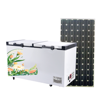 كبير قدرة الفريزر مزدوجة سميكة أعلى فتح الباب 508 لترا مع نظام الشمسية dc 12 24V الفريزر خارج الشبكة الفريزر الشمسي