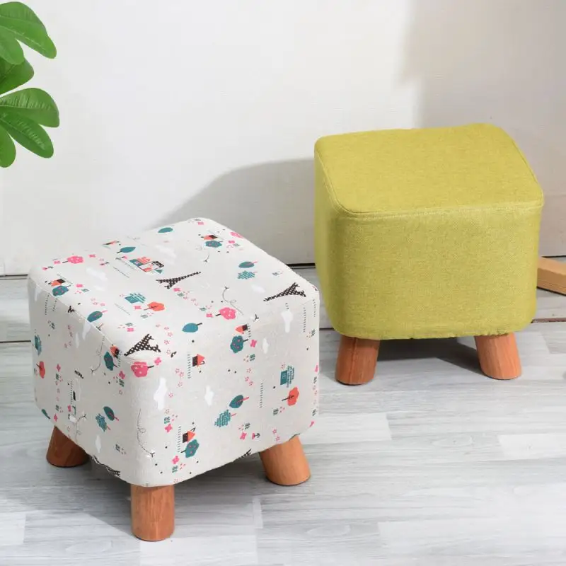 Pied en bois Portable mignon Animal tissu empilable petit tabouret rond salon loisirs chaise de salle à manger avec rembourré rembourré