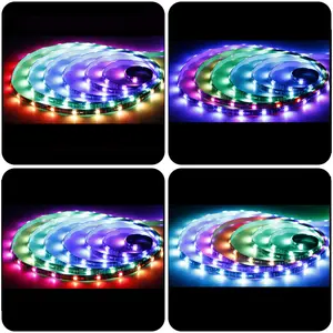 5050 5M 150LED 12V Full color dream color LED Strip Lights with 44 key Remote RF Receiver And power adapter