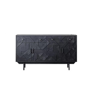 Black Retro Sideboard 120cm Storage Cabinet Living Room Entryway Furniture - Product Image 5
