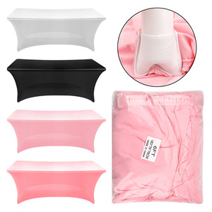 Housse de table de manucure rose extensible en spandex de 1,2 m et 1,8 m, à dos ouvert, élastique et ajustée, pour poste de travail de salon de manucure, cils et tatouage - Product Image 2