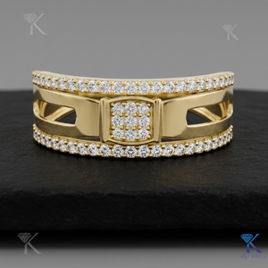 Anillo de Filigrana Clásico con Diamantes Cultivados en Laboratorio, Corte Brillante, Oro Sólido, Hecho a Medida, para Mujer, de KRUP JEWELS, Ideal para Bodas y Fiestas - Product Image 1