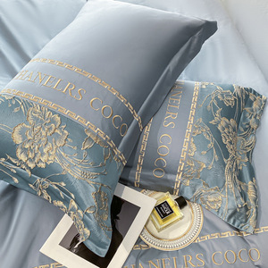 Parure <span class=keywords><strong>de</strong></span> lit 4 pièces en polyester-coton lavé effet soie, broderie en relief, luxe léger, tailles King et Queen, pour hôtel et maison, <span class=keywords><strong>housse</strong></span> <span class=keywords><strong>de</strong></span> <span class=keywords><strong>couette</strong></span> - Product Image 5