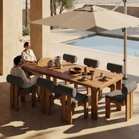 Ensemble de table à manger d'extérieur en teck de qualité supérieure, 10 places, 11 pièces, mobilier de patio imperméable, OEM ODM personnalisable