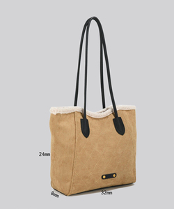 批发新款时尚大容量仿麂皮涤纶便携秋季女士手提包挂件单肩斜挎包 - Product Image 6