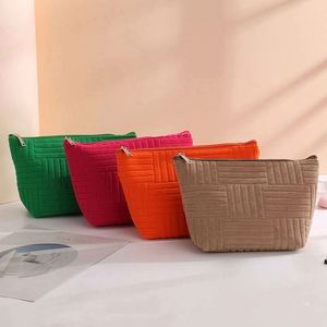 Sac de maquillage en tissu tissé à grande capacité, avec fermeture éclair, sac de voyage portable en coton pour femmes - Product Image 2
