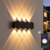 Lampe murale LED intelligente d'extérieur, éclairage haut et bas, RGBW, contrôle par application, luminaire Wifi Bluetooth, fête, festival
