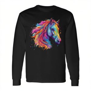 Camiseta de manga larga con estampado de caballo Conneemara colorido, unisex para adultos, con gráfico inspirado en caballos - Product Image 2