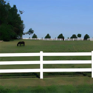 แผงรั้วม้าและแกะพีวีซีสีขาวทนทานรางสองหรือสามสำหรับใช้ในฟาร์มและสวน - Product Image 3