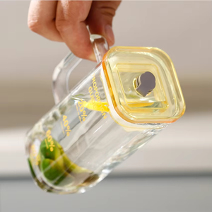 Glazen beker met opdruk, 400ml, borosilicaatglas, met schaalverdeling, rietje en deksel, vierkante watermok voor ijskoffie, sap, melkthee, kantoor cadeau - Product Image 4