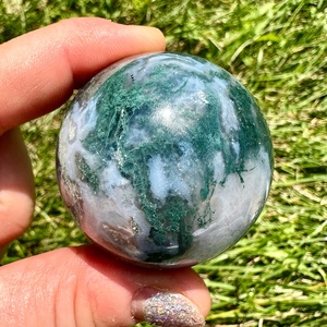 Wholesale Natural Moss Agate Crystal Ball, Bohemian Style Decorative Sphere, Home Office Desk Decor, <b>Ornament</b> for Birthday Gift - Product Image 2