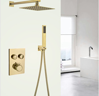 Robinet de douche thermostatique haut de gamme en laiton poli à poignée unique avec cartouche céramique et jets doux et puissants