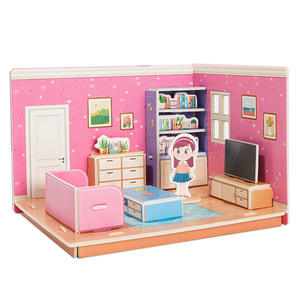 Vente chaude 3D Puzzle <span class=keywords><strong>En</strong></span> <span class=keywords><strong>Bois</strong></span> Jeu D'éducation Précoce pour 2-7 Ans Garçons et Filles 3D Papier Puzzle Rose Forêt <span class=keywords><strong>Cabane</strong></span> Puzzle - Product Image 1