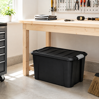 Conteneur de rangement personnalisé de 50 L en plastique PP avec couvercle à fermeture, organisateur de placard, boîte de rangement pour chambre à coucher