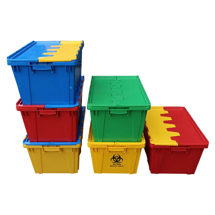 กล่องพลาสติกสำหรับใส่ของพร้อมฝาปิดกล่องเก็บของ60L 30kgs กล่องพลาสติกแบบเคลื่อนย้ายได้ง่าย