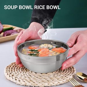 Tigelas de Sopa e Macarrão em Aço Inoxidável SS304 com Parede Dupla Isolada de 12cm, 13cm e 15cm, Tigelas para Salada e Arroz, Tigelas para Camping - Product Image 3