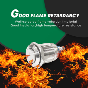 Lvbo thép không gỉ nhôm Chốt đẩy nút chuyển đổi không thấm nước 4 vít thiết bị đầu cuối dẫn 19mm gắn lỗ đường kính phẳng - Product Image 4